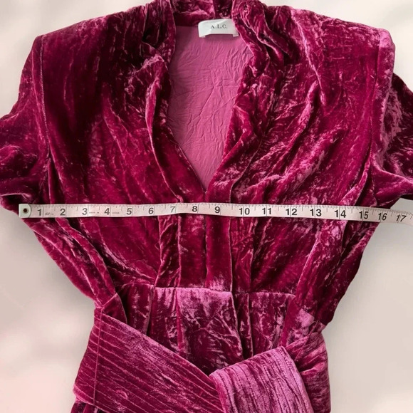 A.L.C. Kiera Velvet Dress Whimsigoth Fuchsia Pink Size 2 - Picture 5 of 13